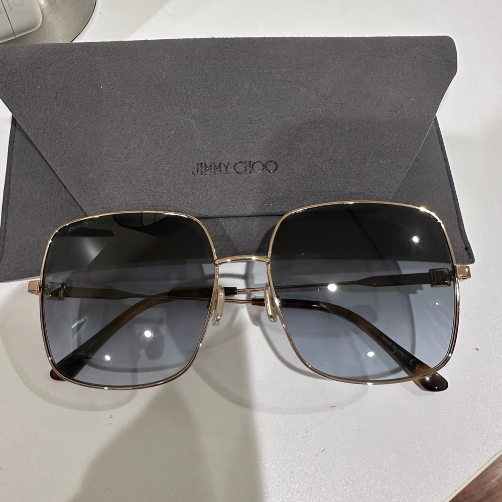 Jimmy Choo Gold Frame Sunglasses with Black Lenses